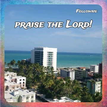 Coastal Cityscape with Colorful Text