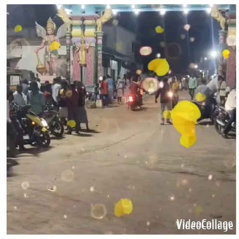 Night Street Scene with Colorful Arch
