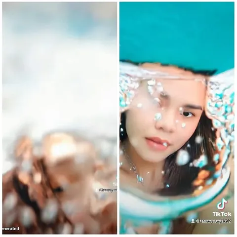 Underwater Person and Blurred Shapes