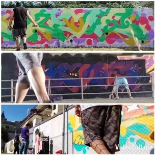 Graffiti Artists Work On Colorful Walls