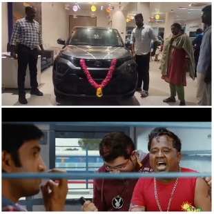 Excited Group at Car Showroom