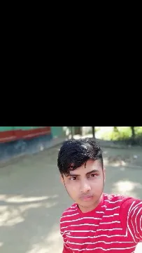 Selfie in Striped Shirt Outdoors