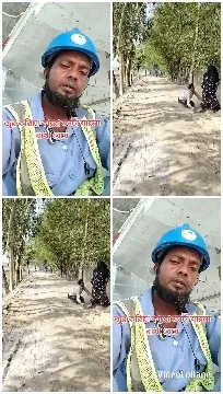 Man in Hard Hat on Dirt Path