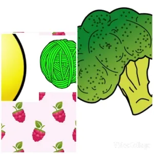 Cartoon Broccoli and Yarn Ball