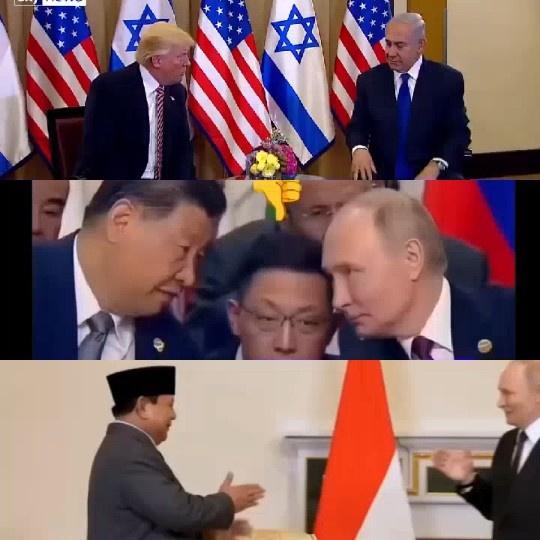 Leaders Discuss With Flags Present