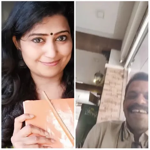 Woman with Book and Smiling Man