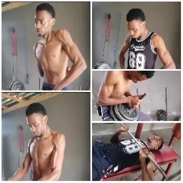 Man Lifting Weights at Gym