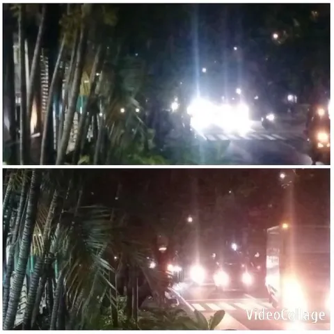 Night Road with Vehicle Headlights