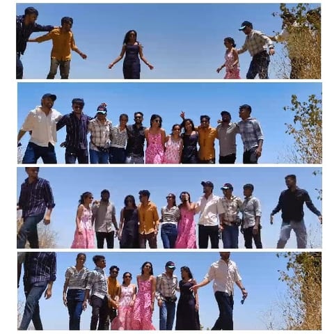 Friends Walking Under Clear Blue Sky