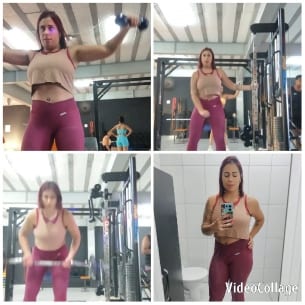 Gym Workout with Dumbbells and Selfie