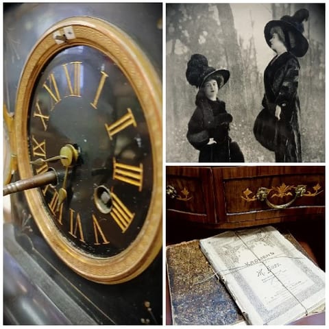 Antique Clock and Vintage Items