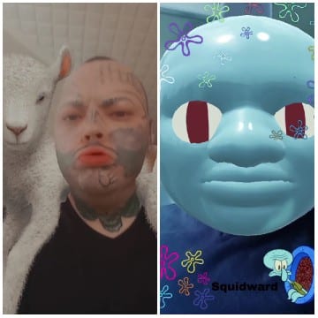 Person with Sheep and Digital Mask