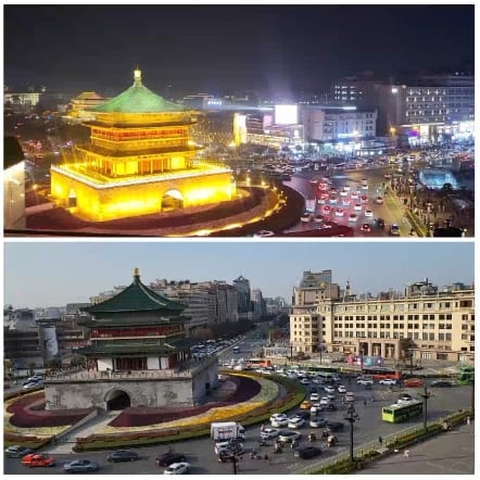 Night and Day Views of Building