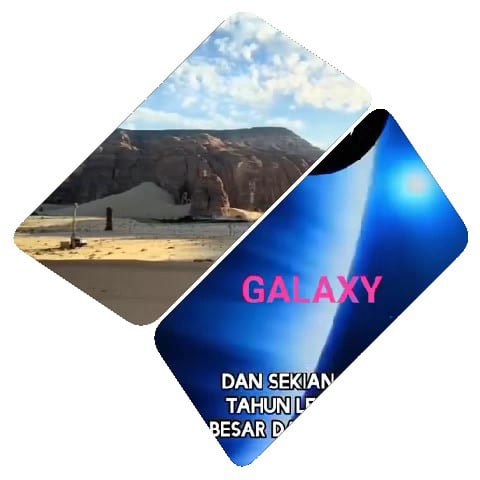 Desert Landscape and Galaxy Text