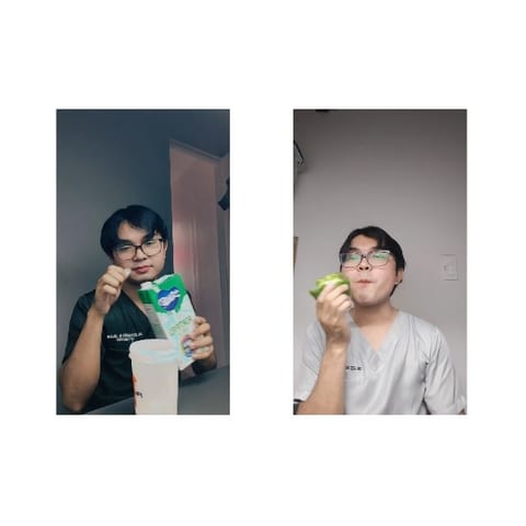 Preparing Drink and Eating Lettuce
