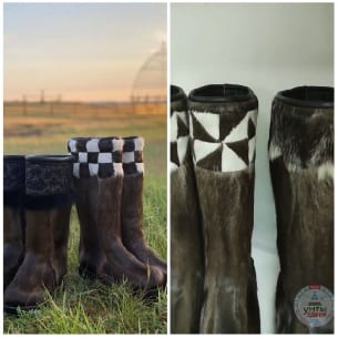 Boots on Grass Against Sunset