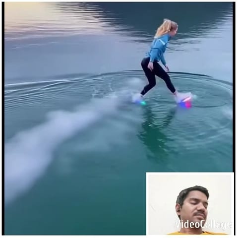 Woman Skating on Colorful Water