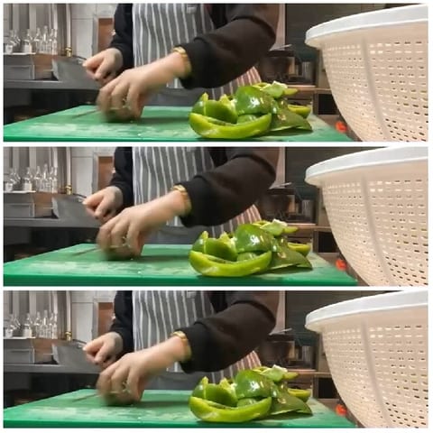 Slicing Green Bell Peppers