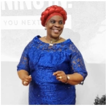 Woman Smiling in Bright Lace Dress