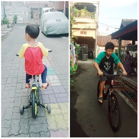 Children Riding Bicycles Outdoors