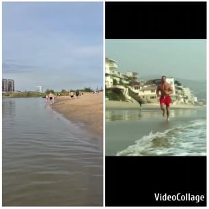 Beach Walkers and Runners by Water