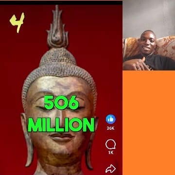Buddha Statue and Smiling Person