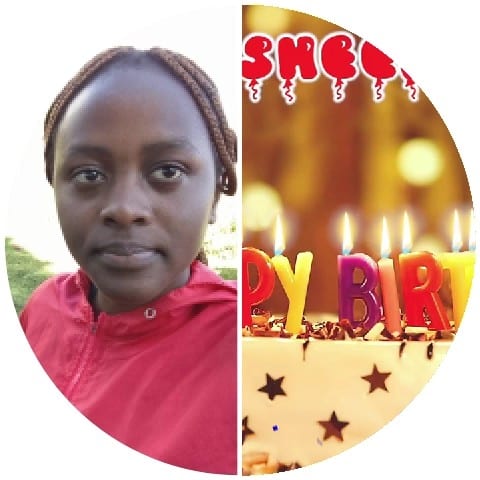 Person in Red Jacket and Birthday Cake