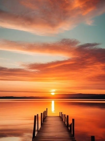 Sunset Over Calm Water