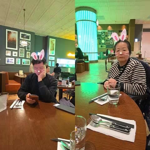 Digital Rabbit Ears at Restaurant Table