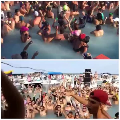 Crowd at Beach and Party Scene