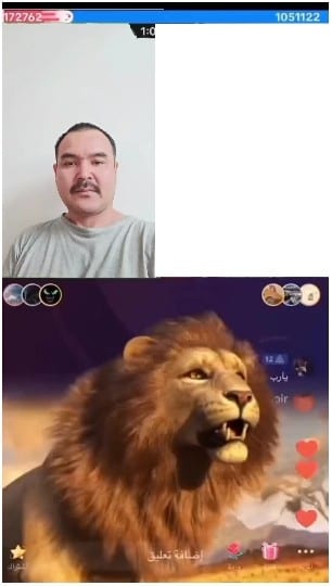 Man and Animated Lion Side by Side