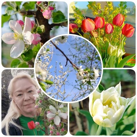 Flowers and Woman Among Blossoms