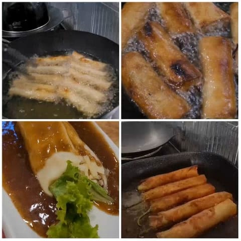 Cooking Spring Rolls in Progress
