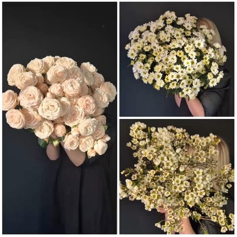 Person Holding Bouquets of Flowers