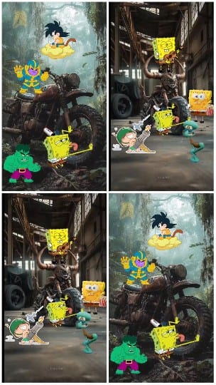 Cartoon Characters in Rustic Setting