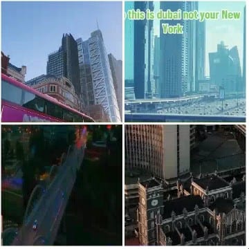Cityscape with Bus and Dubai Skyline