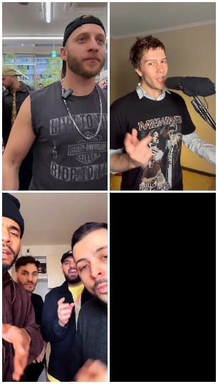 Men Posing and Speaking in Different Locations