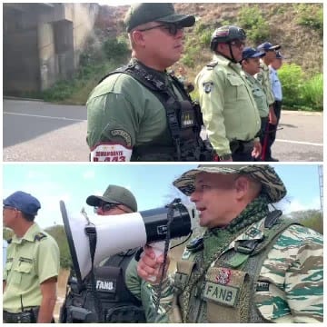 Uniformed Officers Along Road and Speaking