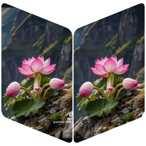 Pink Lotus Flower on Rocky Terrain