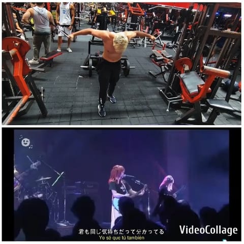 Man Exercising and Live Music Scene