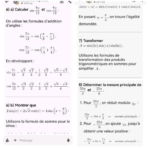 Mathematical Exercises in French