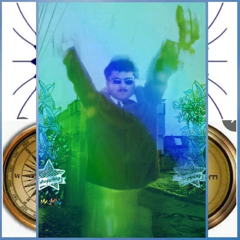 Person with Sunglasses in Artistic Background