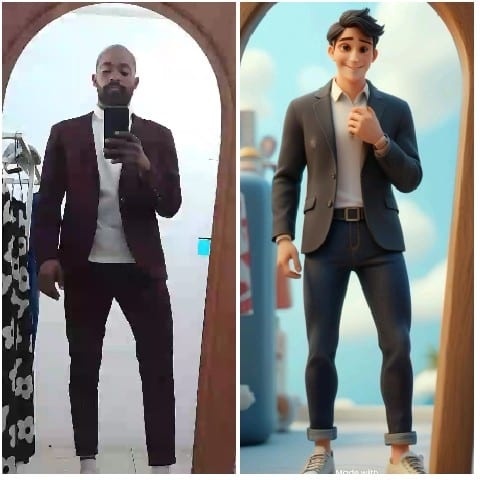 Mirror Selfie and Animated Character