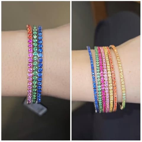 Wrist Adorned with Colorful Bracelets