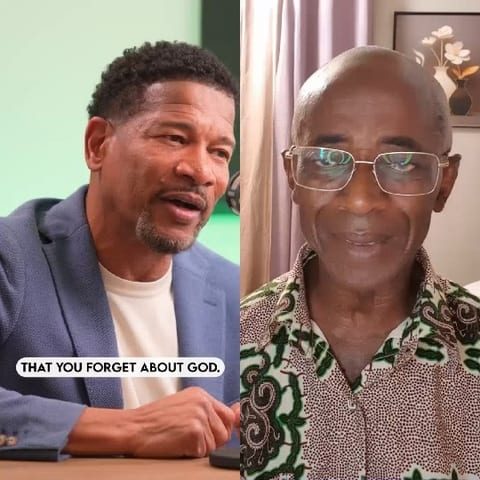 Two Men Discussing in Split-Screen