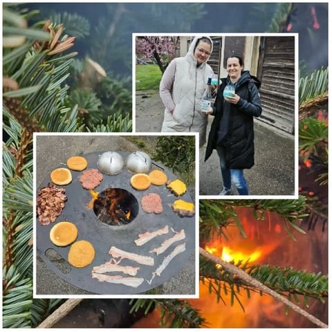 Fire and Food at Outdoor Gathering