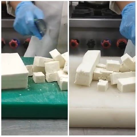 Cutting Tofu in Food Preparation