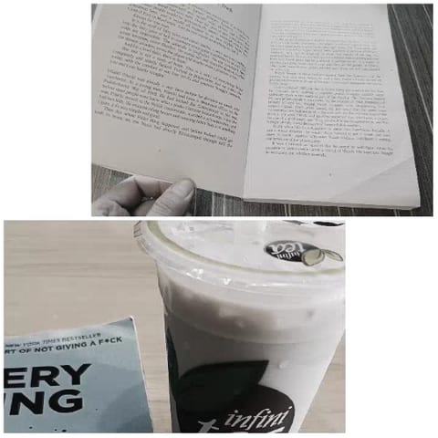 Open Book with Cold Drink