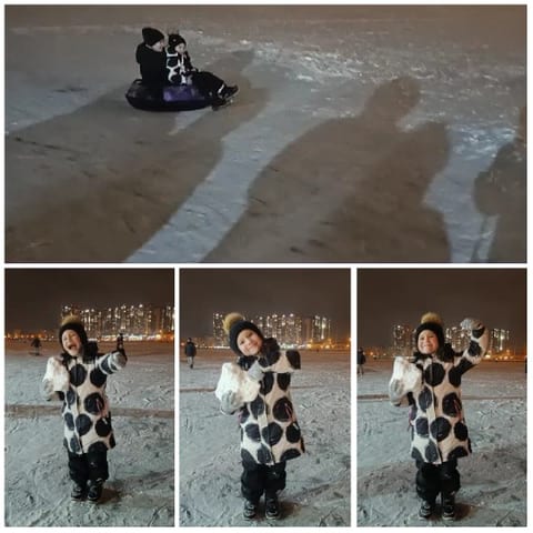 Sledding Adventure on a Snowy Night