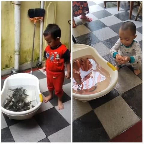 Children by Water Tubs
